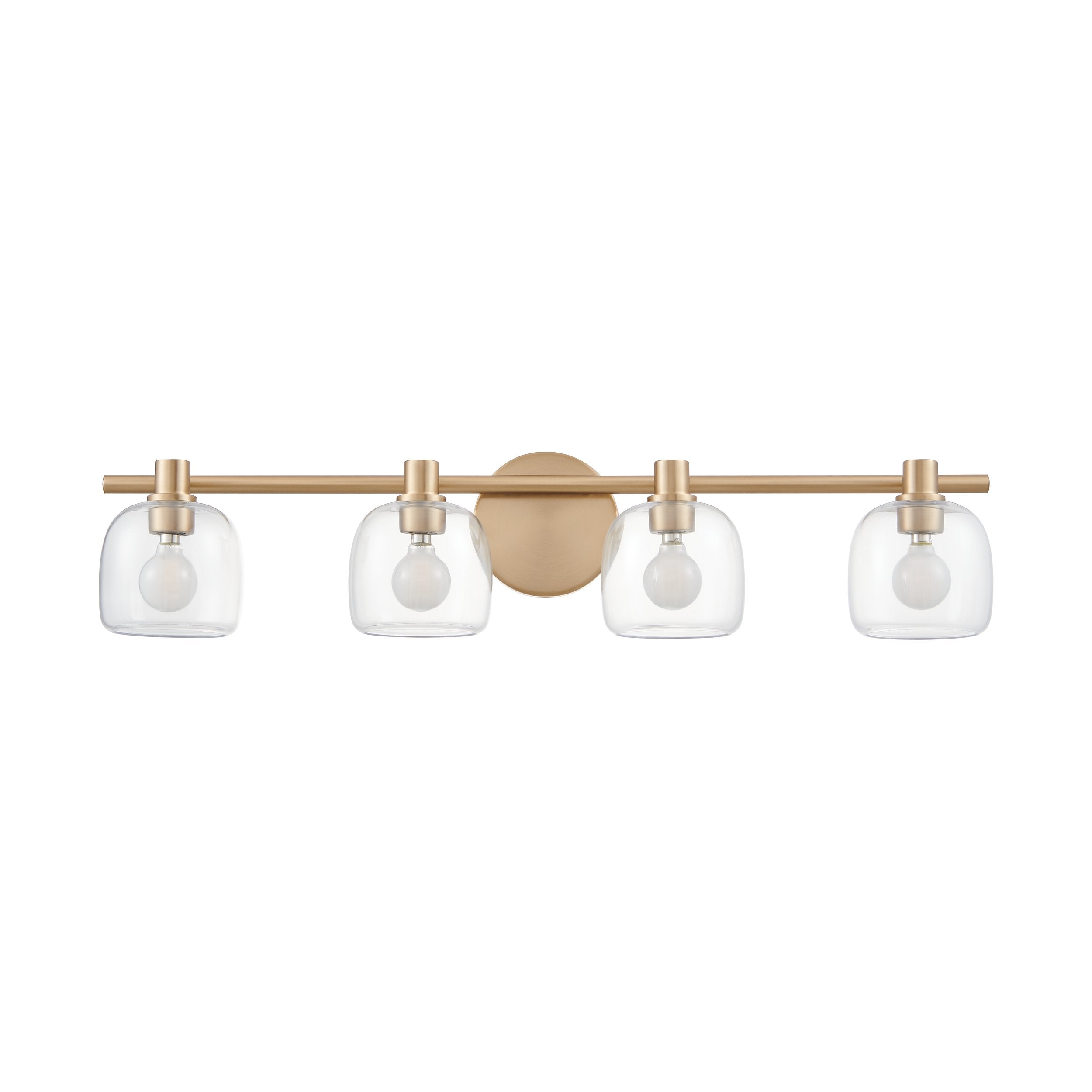 Valentina 30-inch 4-light Champagne Gold Vanity Light with Clear Glass Shades