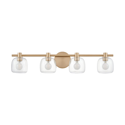 Valentina 30-inch 4-light Champagne Gold Vanity Light with Clear Glass Shades
