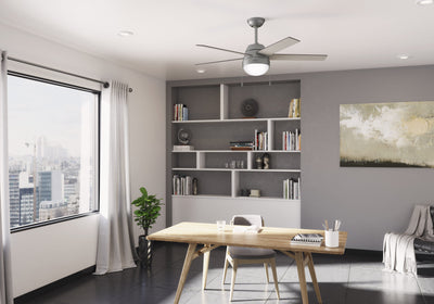 52 inch Anslee Matte Silver Ceiling Fan with LED Light Kit and Pull Chain