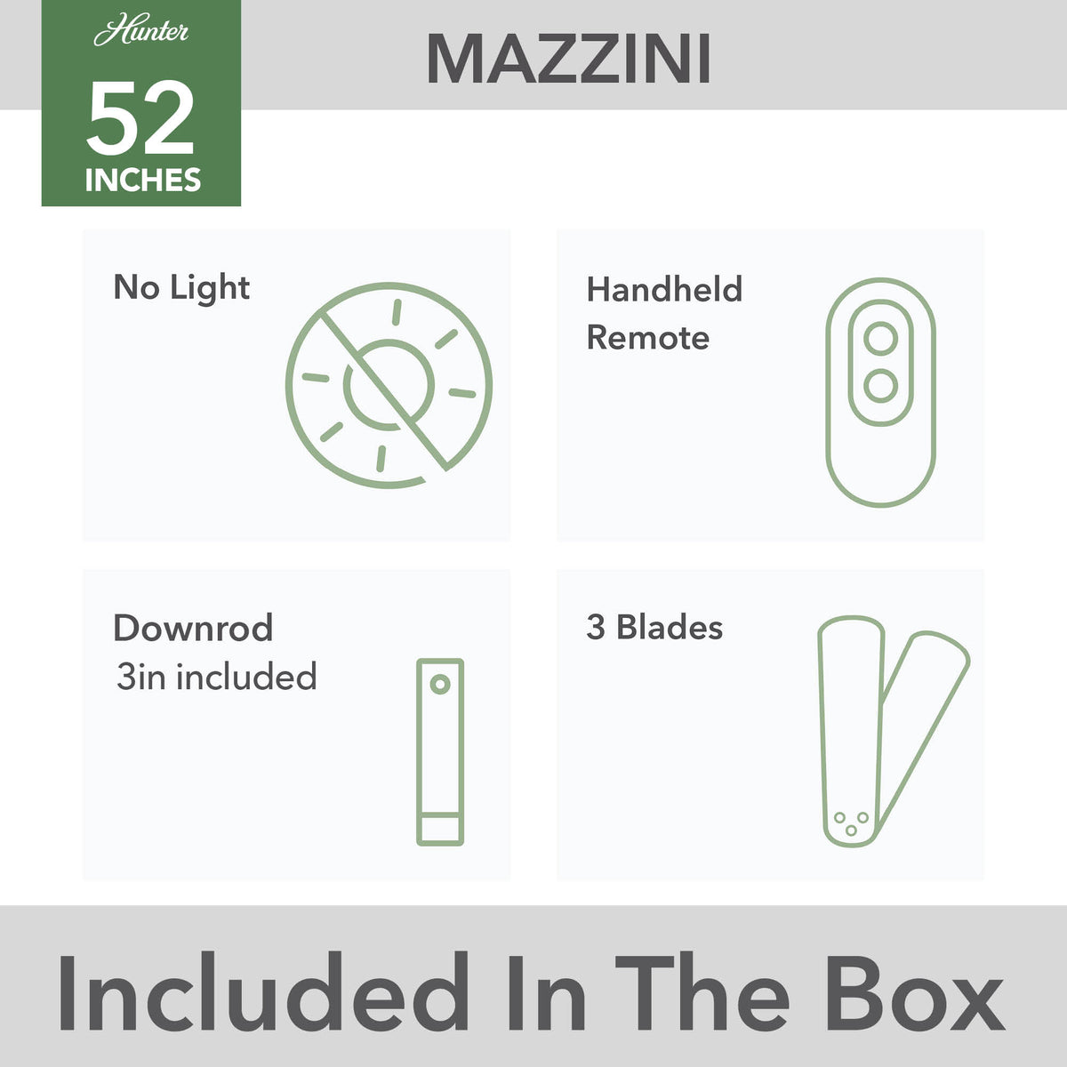 52 inch Mazzini ENERGY STAR® Matte Black Damp Rated Ceiling Fan and Handheld Remote