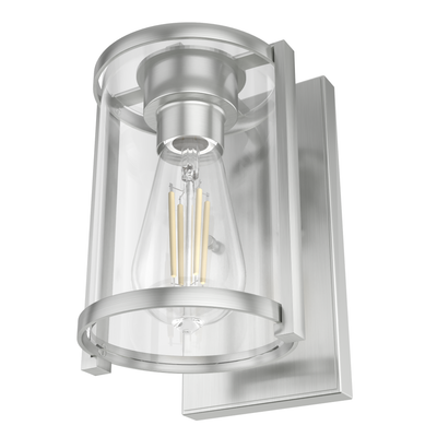 Astwood 10.25-inch 1-light Brushed Nickel Wall Sconce with Clear Glass