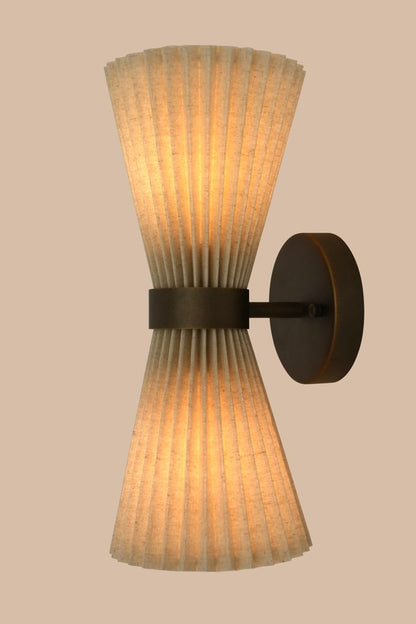 Amore 2 Light Bronze Linen Wall Sconce with Pleated Shades