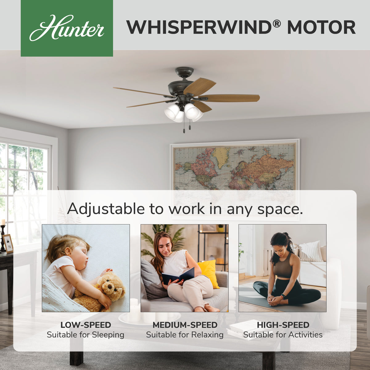 52 inch Amberlin Noble Bronze Ceiling Fan with LED Light Kit and Pull Chain