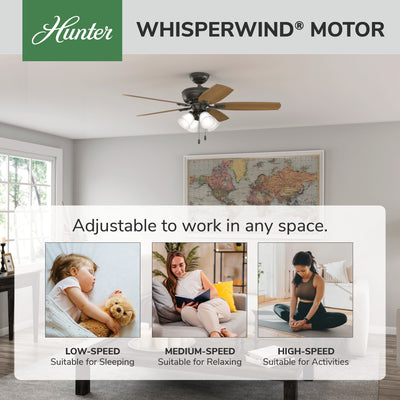 52 inch Amberlin Noble Bronze Ceiling Fan with LED Light Kit and Pull Chain