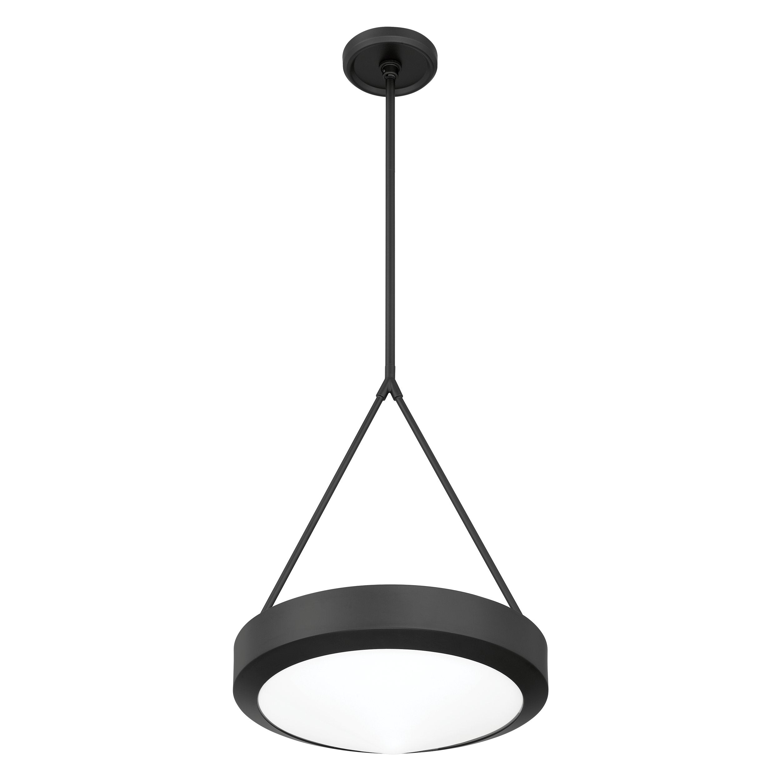 Agate 15-inch 3-light Matte Black Pendant Light with Opal Glass Shade