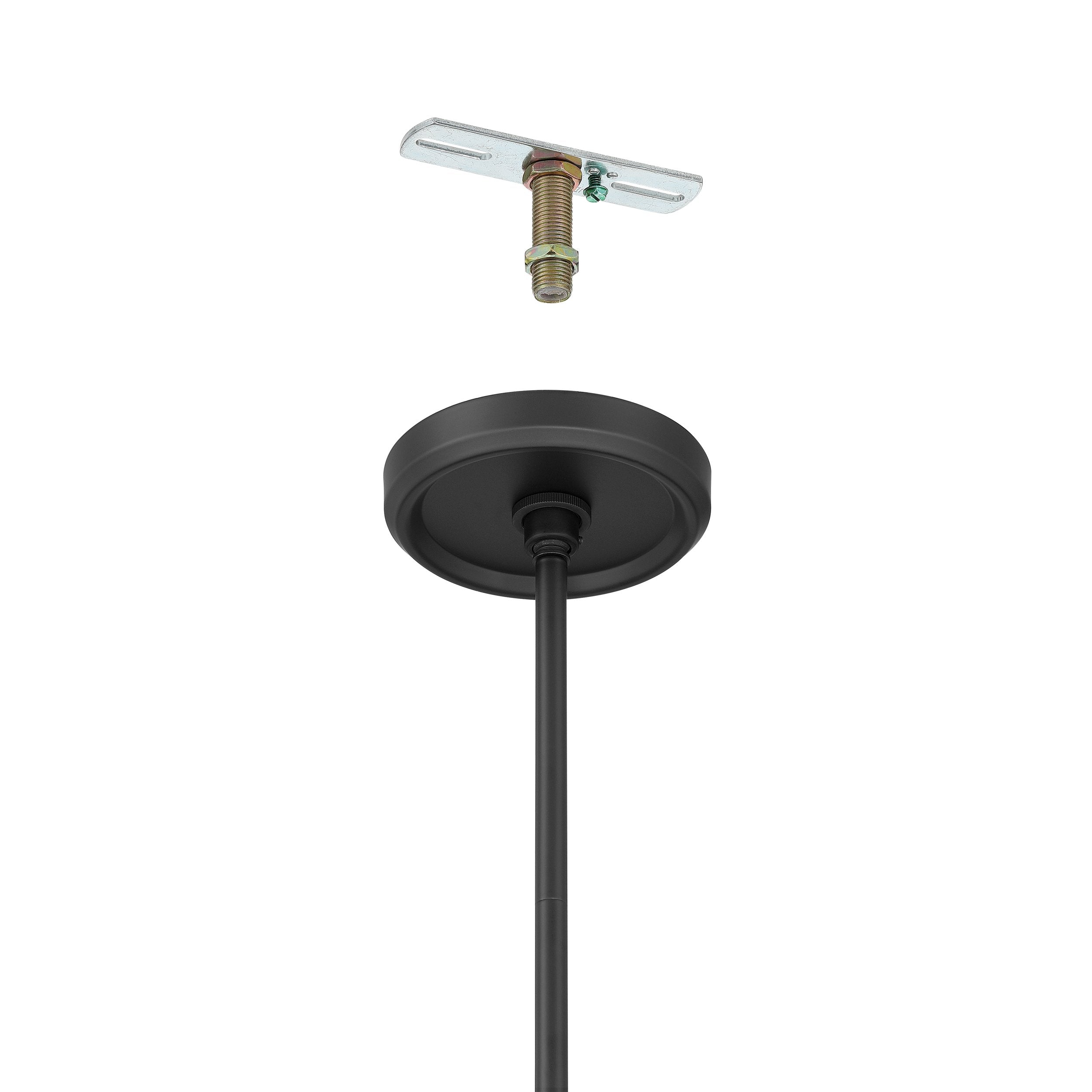 Agate 15-inch 3-light Matte Black Pendant Light with Opal Glass Shade