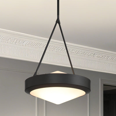 Agate 15-inch 3-light Matte Black Pendant Light with Opal Glass Shade