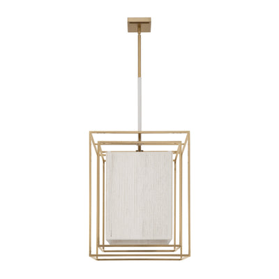 Abbey 18-inch 4-light Brass Pendant Light with Cream Cotton Rope Shade