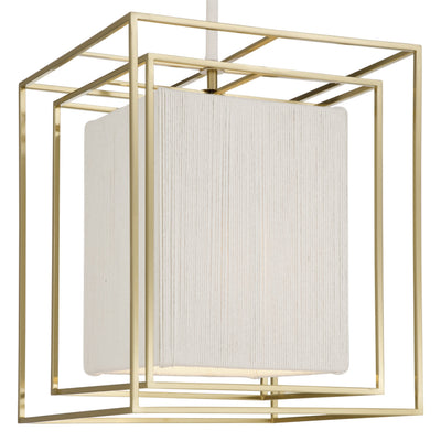 Abbey 18-inch 4-light Brass Pendant Light with Cream Cotton Rope Shade
