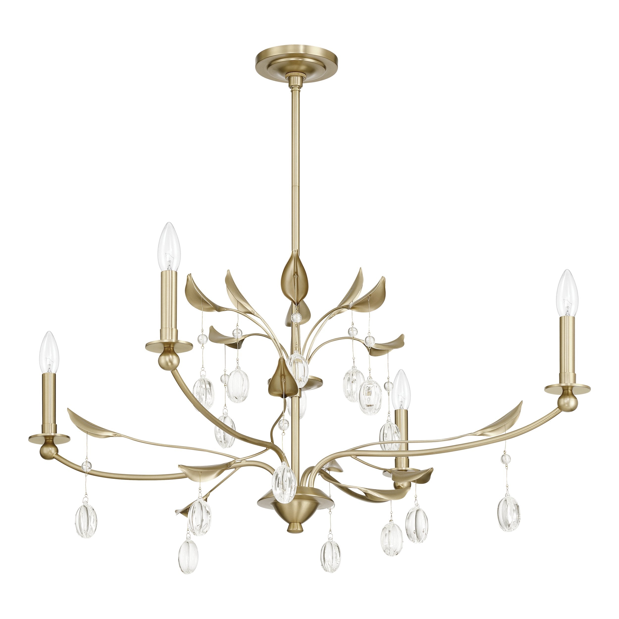 Presley 36-inch 4-light Champagne Gold Chandelier with Clear Glass Drops