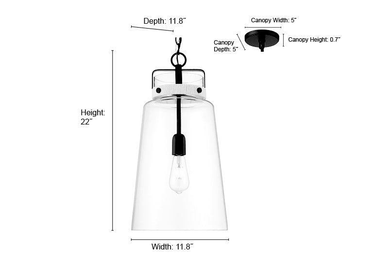 22.25'' Lolla Matte Black 1 Light Pendant