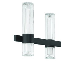 Ristretto 50-inch 12-light Matte Black LED Linear Chandelier with Clear Ribbed and White Acrylic Shades