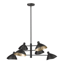 12'' Warhol Matte Black 6 Light Chandelier