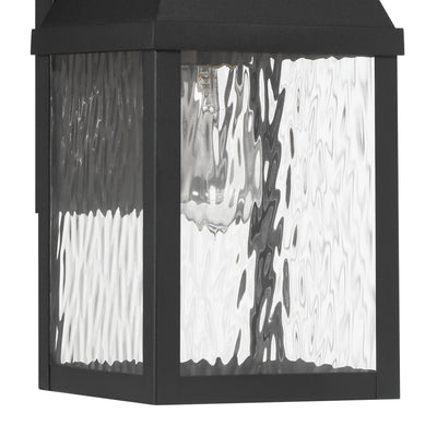 Glencrest 18-inch 1-light Textured Black Exterior Wall Sconce with Clear Water Glass
