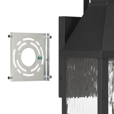 Glencrest 18-inch 1-light Textured Black Exterior Wall Sconce with Clear Water Glass