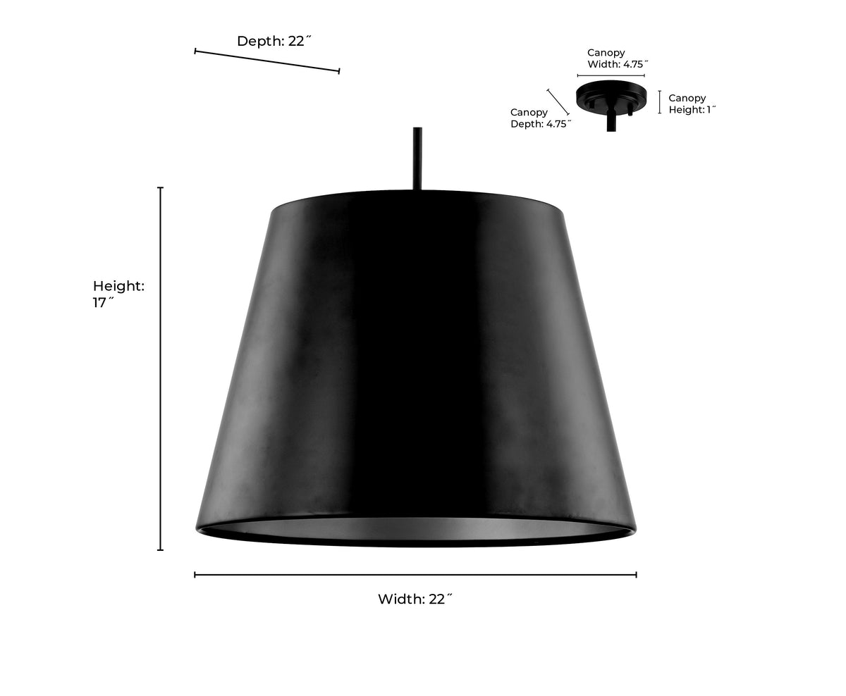 17'' Allson Matte Black 4 Light Pendant