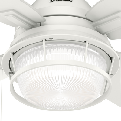 52 inch Ocala Fresh White Damp Rated Ceiling Fan with LED Light Kit and Pull Chain