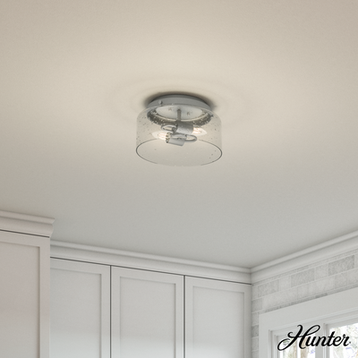 Hartland 11.5-inch 2-light Matte Silver Flush Mount Ceiling Light with Seeded Glass