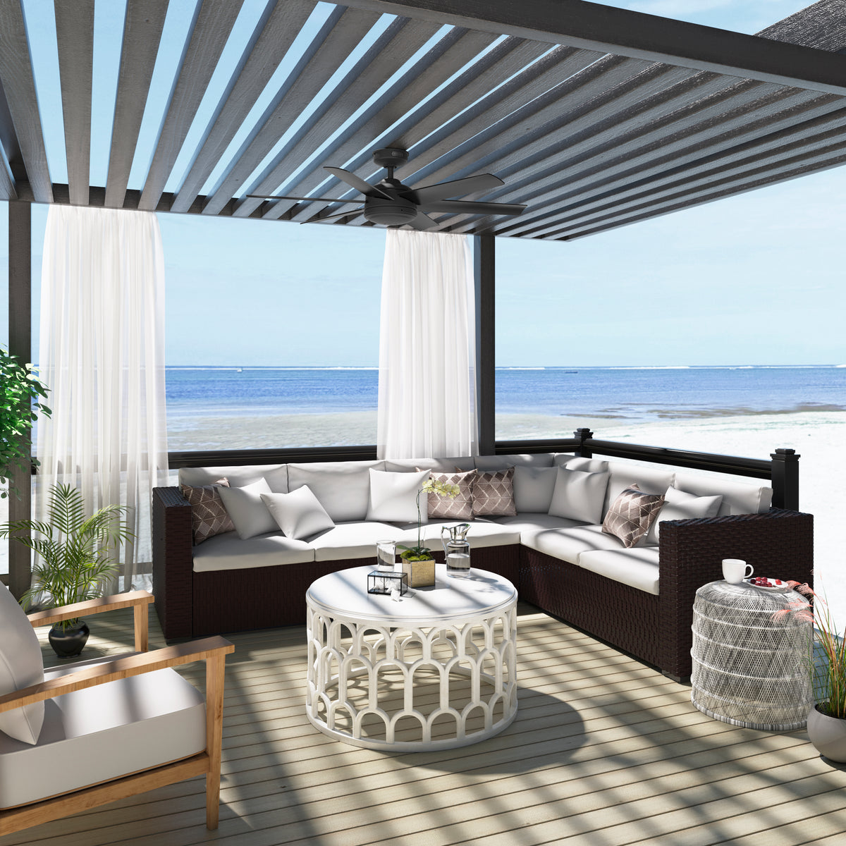 52 inch Jetty Matte Black WeatherMax Indoor / Outdoor Ceiling Fan and Wall Control