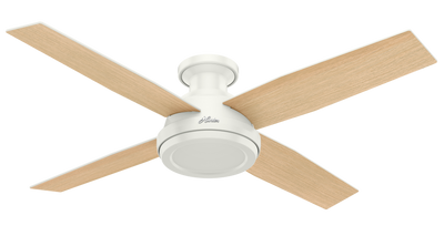 52 inch Dempsey Fresh White Low Profile Ceiling Fan and Handheld Remote