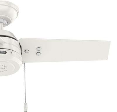 36 inch Cassius Fresh White Damp Rated Ceiling Fan and Pull Chain