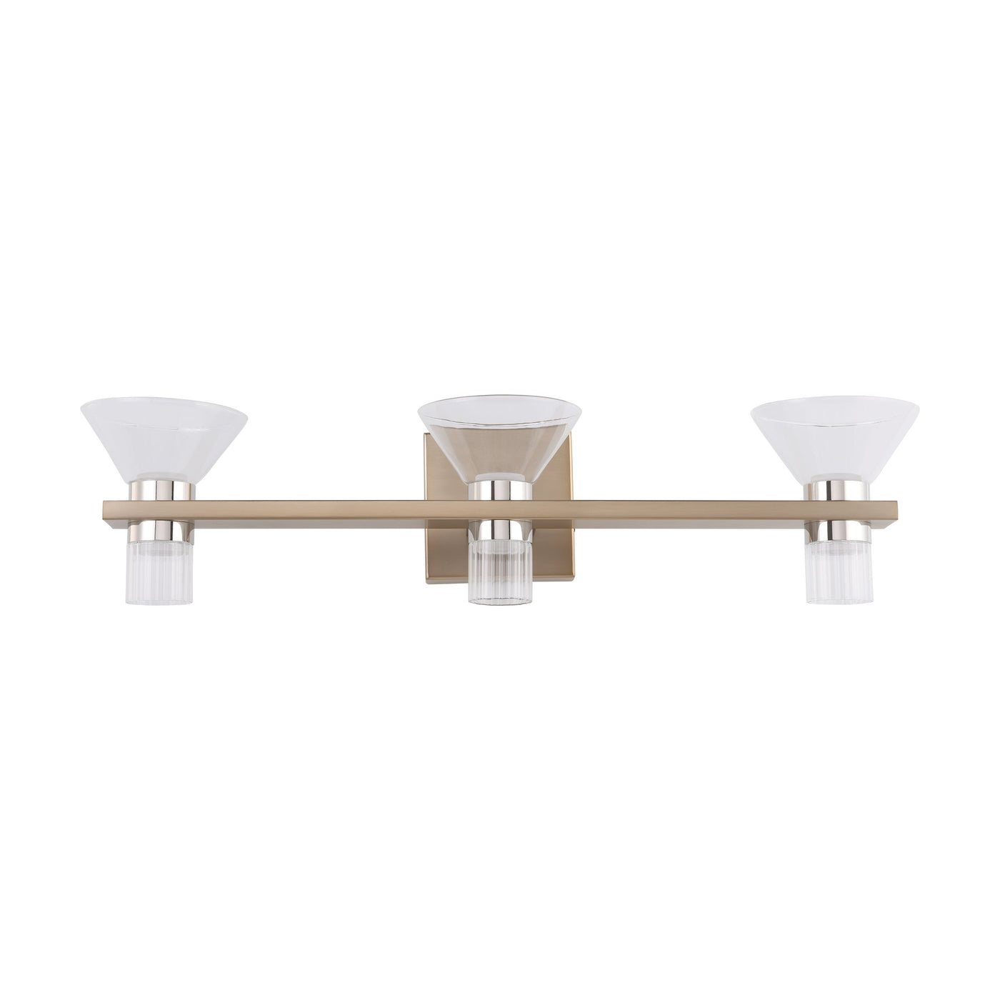 Blake 25-inch 6-light Champagne Gold and Polished Nickel 5CCT LED Vanity Light with Clear and Clear Ribbed Glass