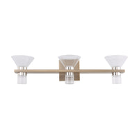 Blake 25-inch 6-light Champagne Gold and Polished Nickel 5CCT LED Vanity Light with Clear and Clear Ribbed Glass