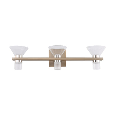 Blake 25-inch 6-light Champagne Gold and Polished Nickel 5CCT LED Vanity Light with Clear and Clear Ribbed Glass