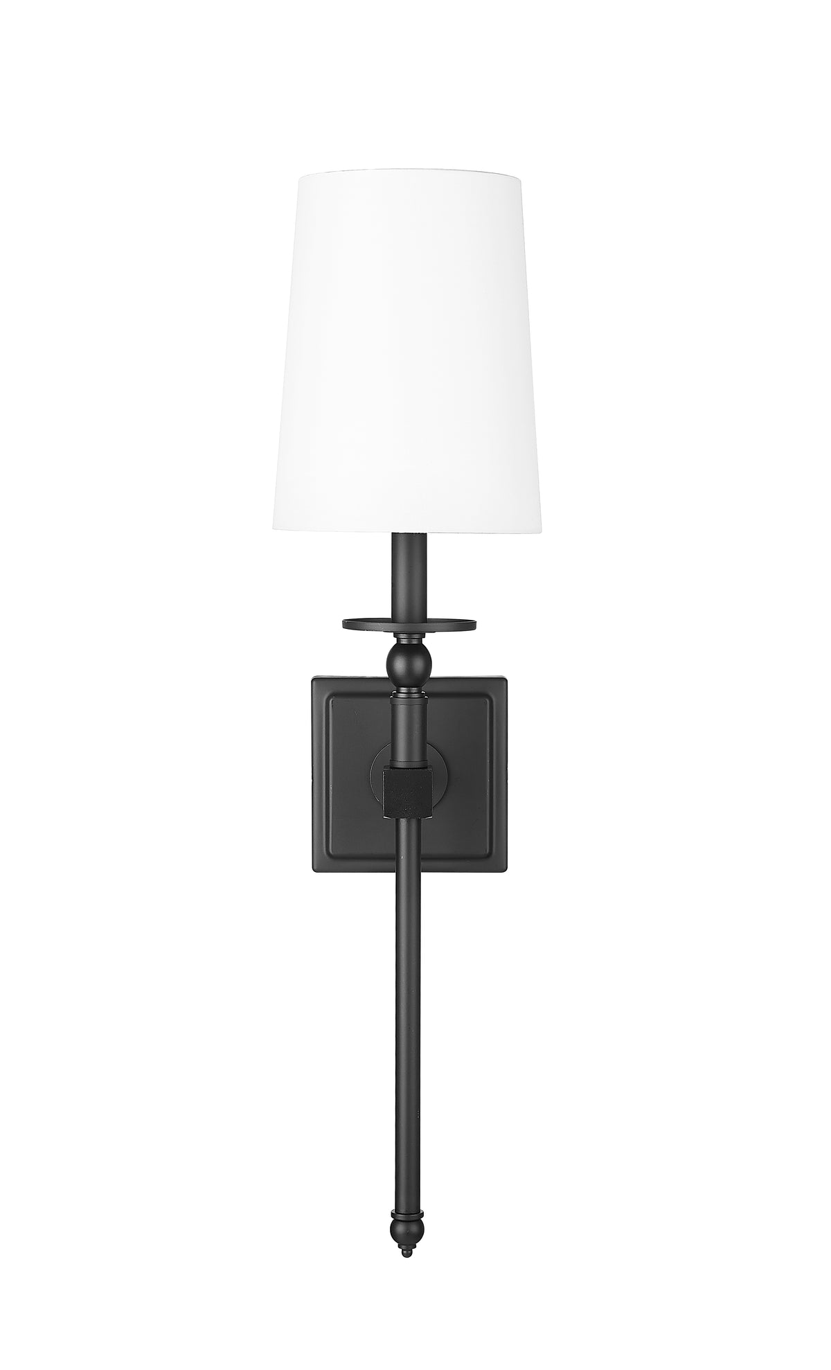26-inch Matte Black 1-Light White Glass Wall Sconce