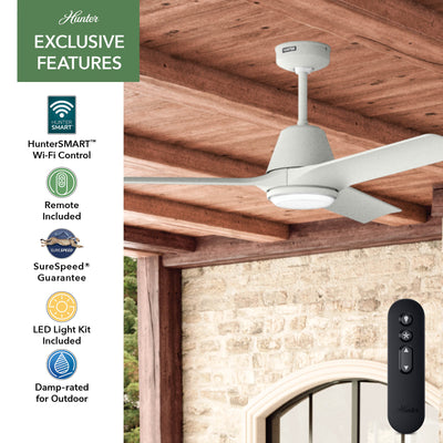 52 inch Aeronaut  Wi-Fi ENERGY STAR® Matte White Damp Rated Ceiling Fan with LED Light Kit and Handheld Remote