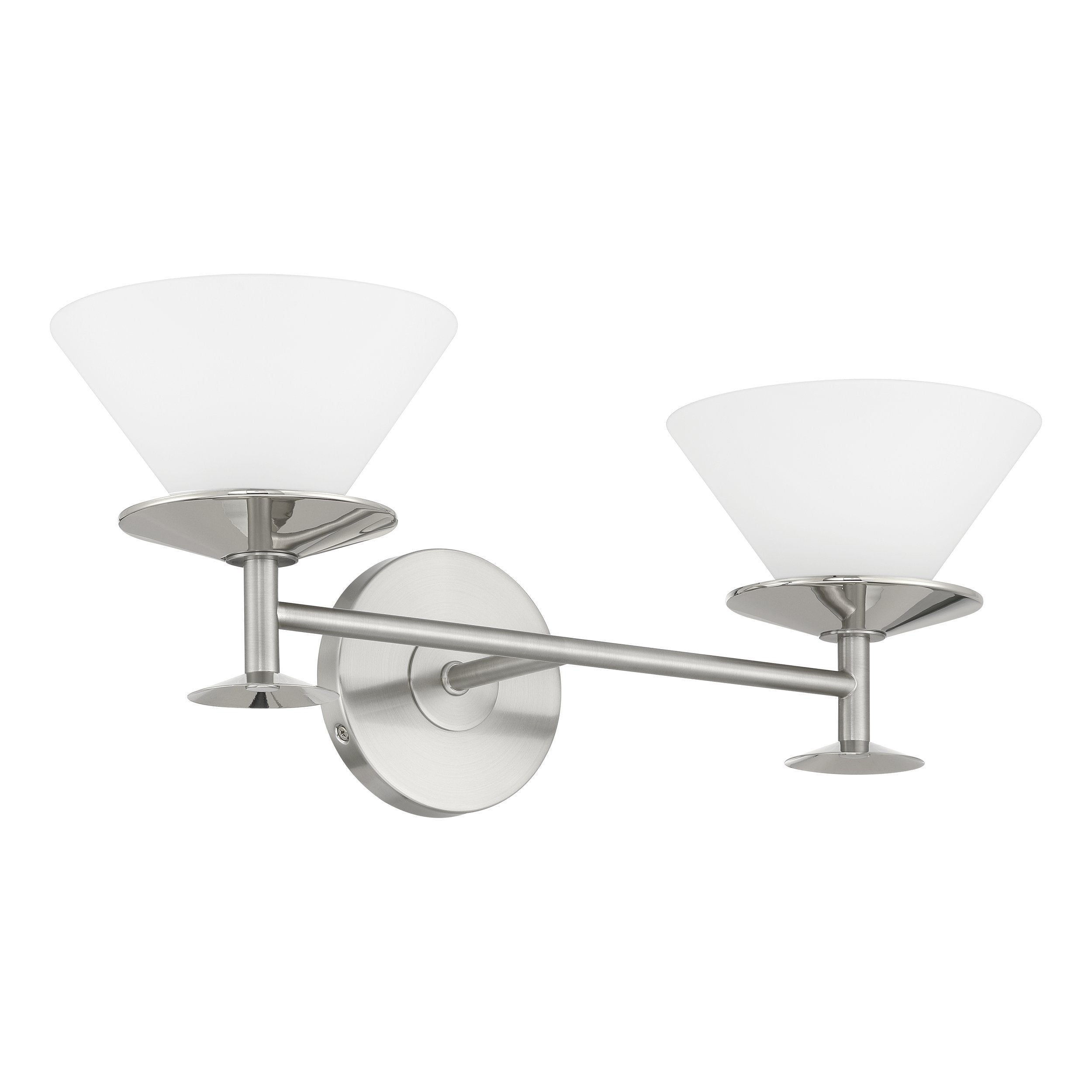 Tremolo 20-inch 2-light Brushed Nickel and Polished Nickel Vanity Light with Etched Opal Glass