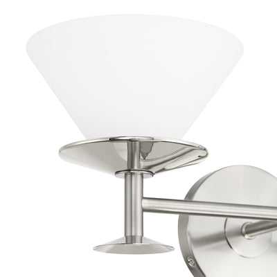 Tremolo 20-inch 2-light Brushed Nickel and Polished Nickel Vanity Light with Etched Opal Glass
