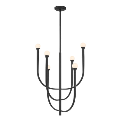 Dahlia 23-inch 6-light Plaster Black Chandelier with Opal Glass Shades