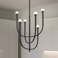 Dahlia 23-inch 6-light Plaster Black Chandelier with Opal Glass Shades