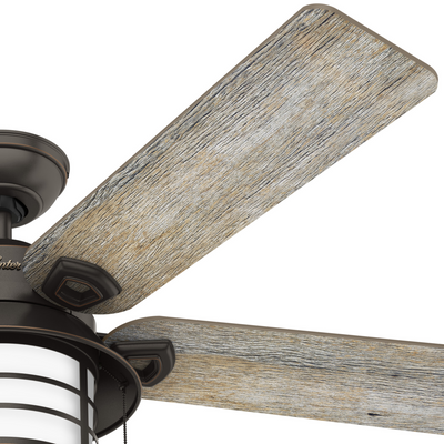 54 inch Key Biscayne Onyx Bengal Damp Rated Ceiling Fan with LED Light Kit and Pull Chain