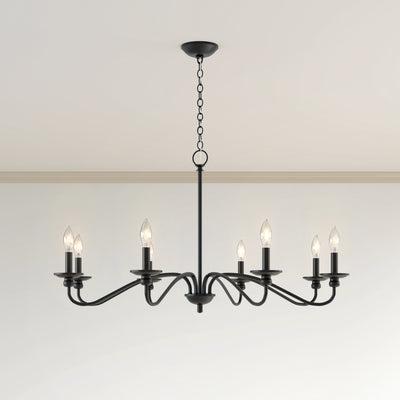 20.5'' Delvona Matte Black 8 Light Chandelier