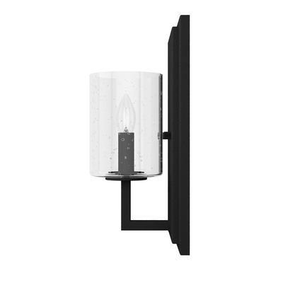 Kerrison 12-inch 1-light Natural Black Iron Wall Sconce with Seeded Glass