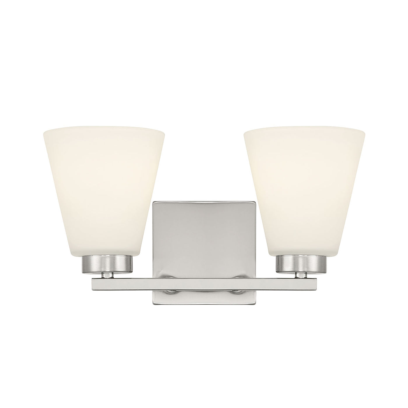 13-inch Strayhan Brushed Nickel 2-Light White Frosted Glass Bathroom Vanity Light