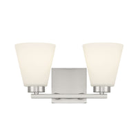 13-inch Strayhan Brushed Nickel 2-Light White Frosted Glass Bathroom Vanity Light
