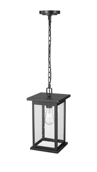 15.63-inch Bowton Powder Coated Black 1-Light Clear Seeded Glass Outdoor Hanging Lantern