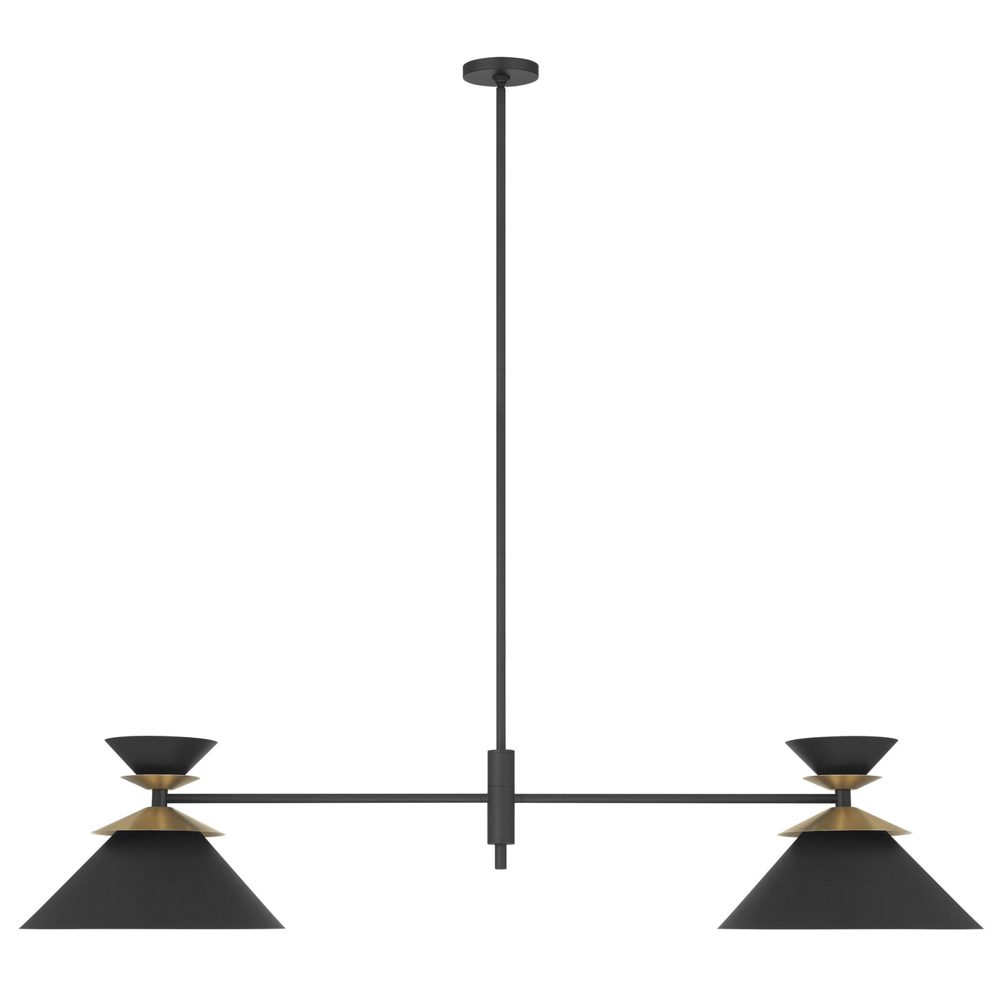 Tremolo 60-inch 2-light Textured Black and Champagne Gold Linear Chandelier