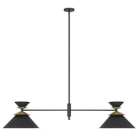 Tremolo 60-inch 2-light Textured Black and Champagne Gold Linear Chandelier