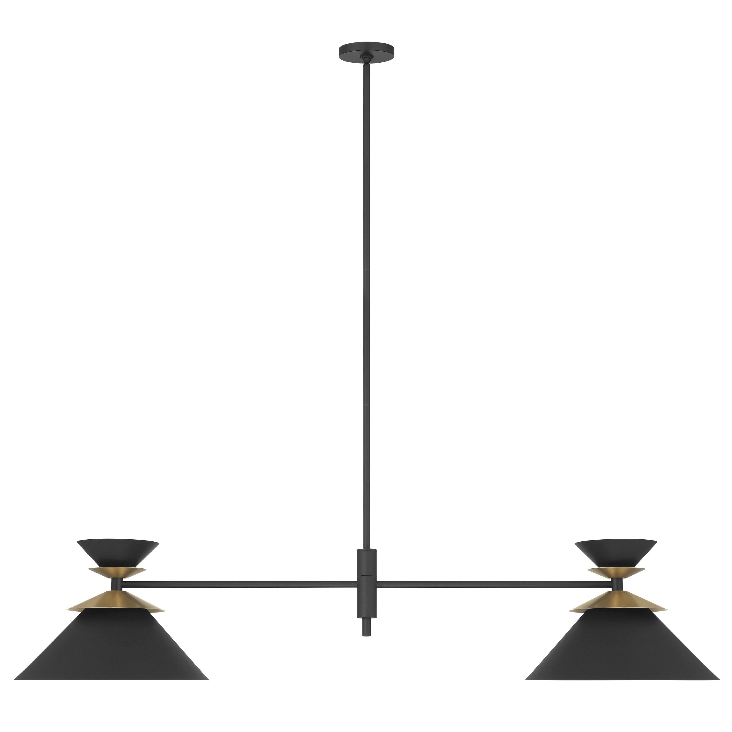 Tremolo 60-inch 2-light Textured Black and Champagne Gold Linear Chandelier