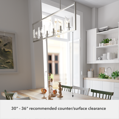 Kerrison 48-inch 6-light Brushed Nickel Linear Chandelier with Seeded Glass