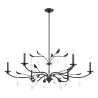 Presley 48-inch 6-light Textured Black Chandelier with Clear Glass Drops