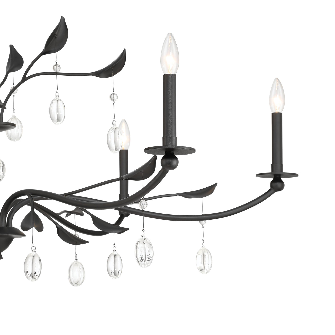 Presley 48-inch 6-light Textured Black Chandelier with Clear Glass Drops