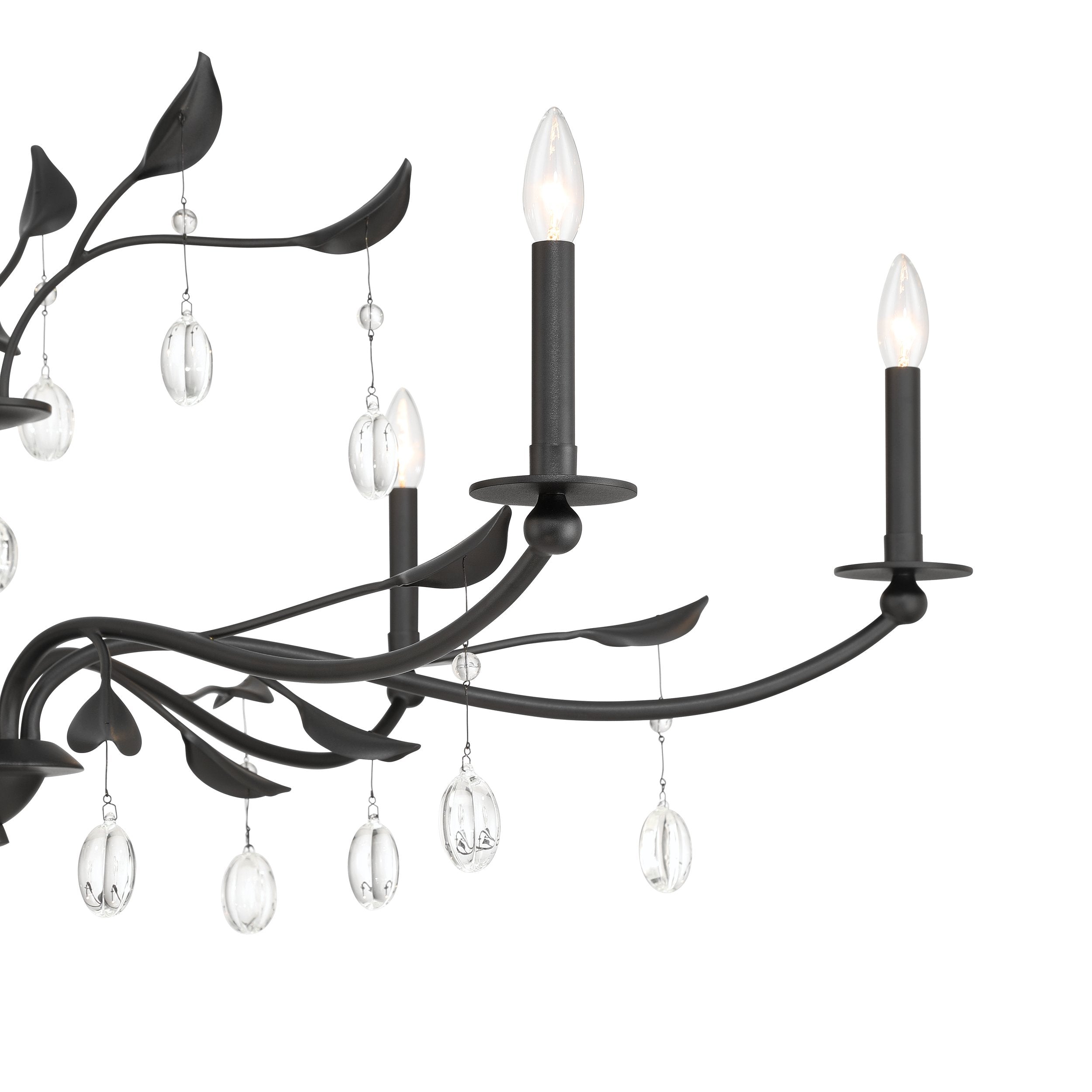 Presley 48-inch 6-light Textured Black Chandelier with Clear Glass Drops