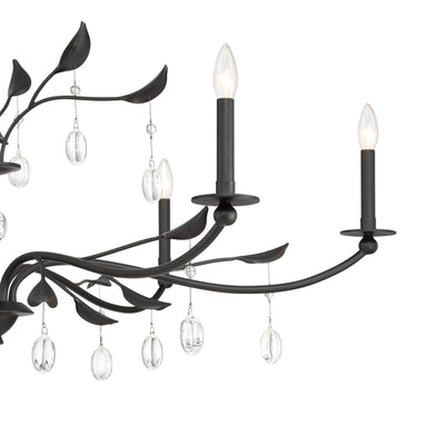 Presley 48-inch 6-light Textured Black Chandelier with Clear Glass Drops