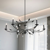 Presley 48-inch 6-light Textured Black Chandelier with Clear Glass Drops