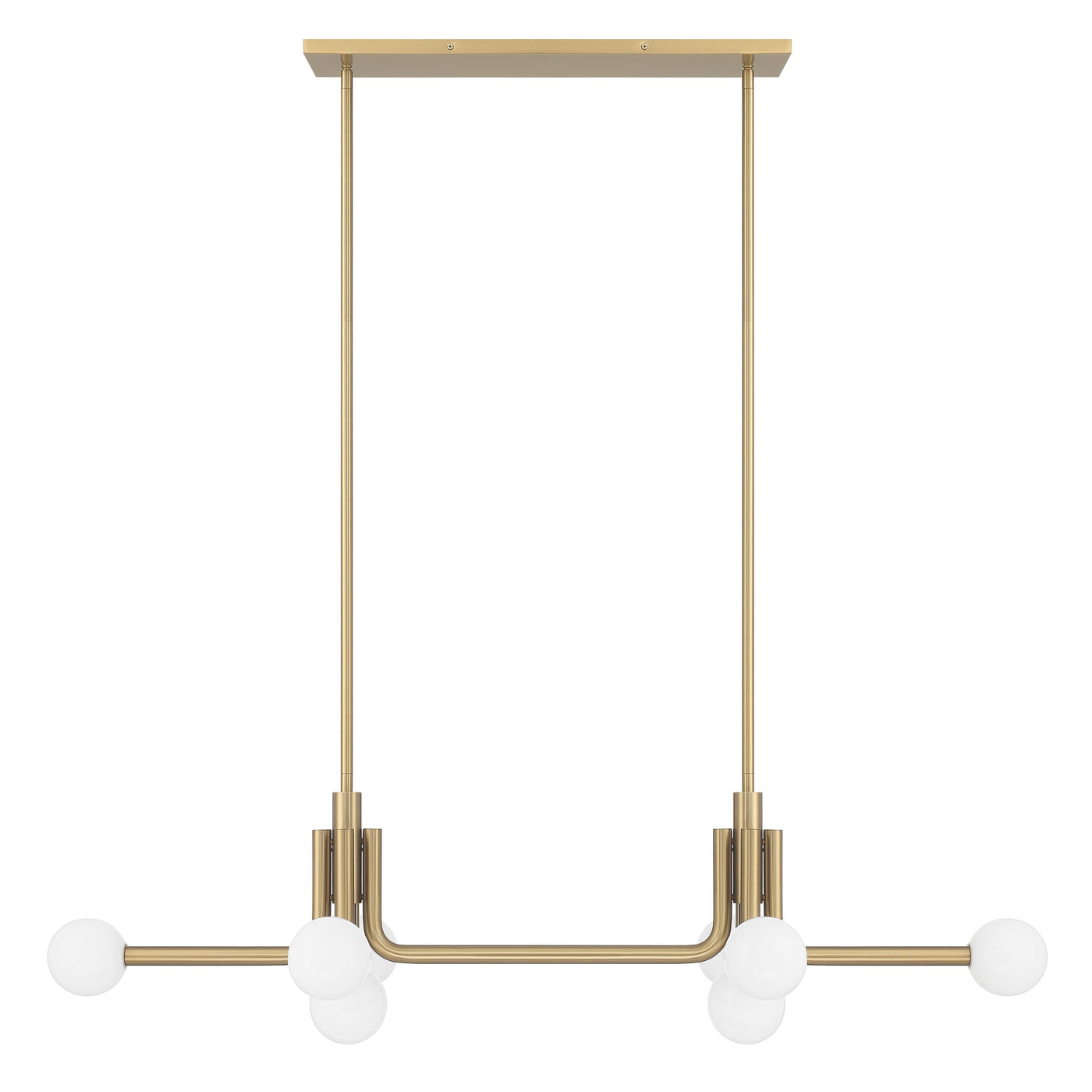 Stockholm 50-inch 8-light Champagne Gold Linear Chandelier with Opal Glass Shades